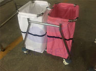 Ag-SS019 met karretje van het het ziekenhuis bewegende afval van twee het verschillende kleurenzakken
