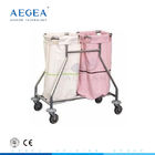 Ag-SS019 met karretje van het het ziekenhuis bewegende afval van twee het verschillende kleurenzakken